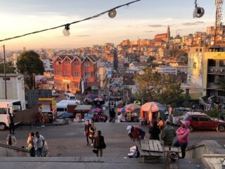 Looking down at the market in Antananarivo, Madagascar