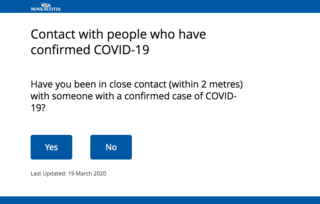Screenshot of Nova Scotia's screening service