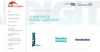 screen shot of the nhs providers and public digital's first guide called ‘A new era of digital leadership’.