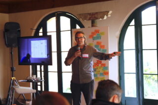 James Stewart doing a talk at a recent event for technology leaders in Intercorp, in Peru