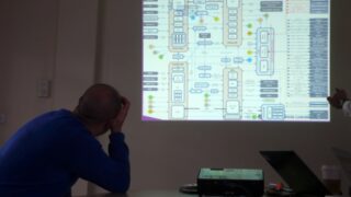 Mike Bracken looking at a technology spaghetti diagram